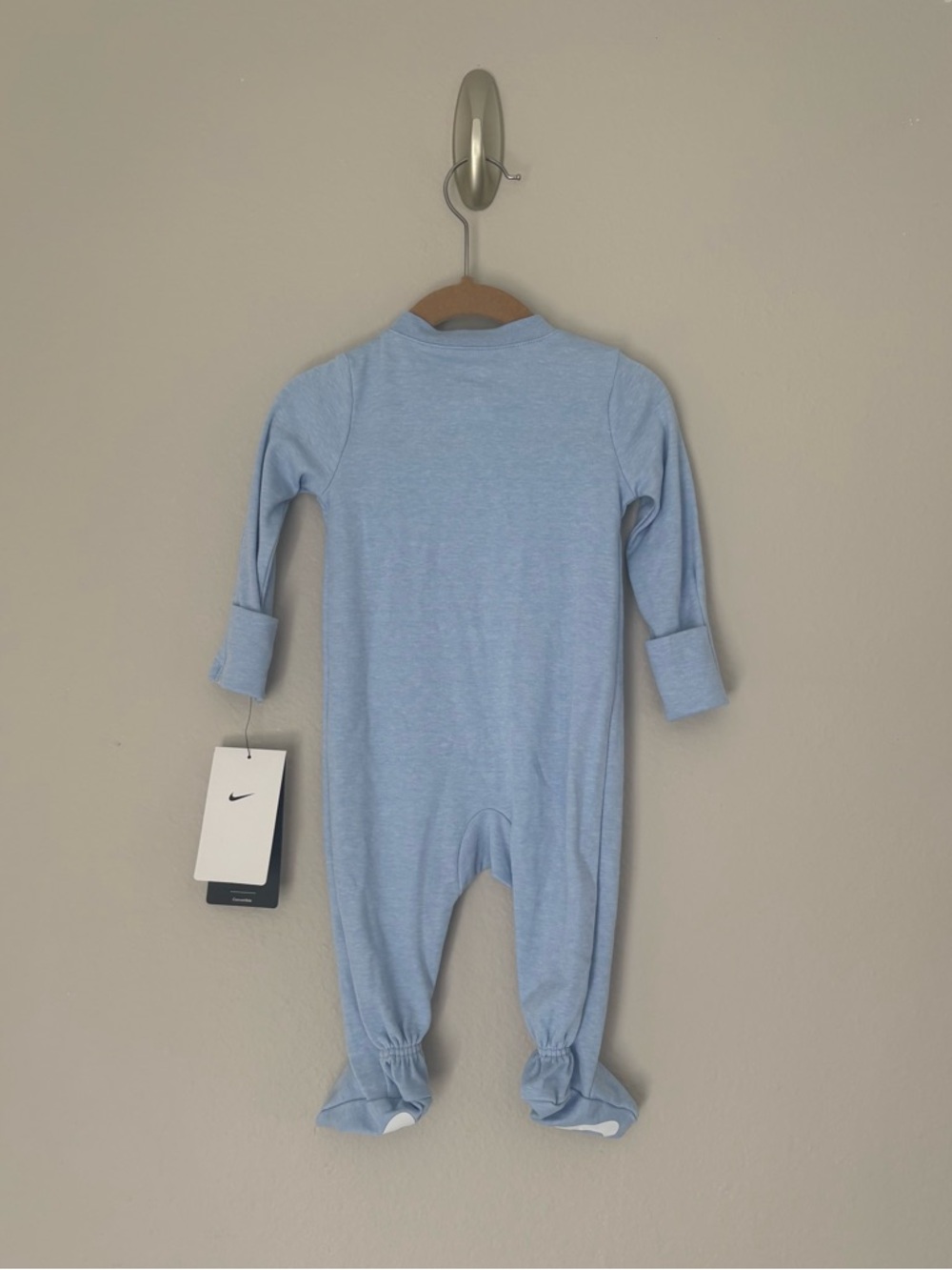 NWT Nike Baby Essential Footed Coverall Cobalt Bliss Heather Zip One Piece: 6M - Picture 2 of 13